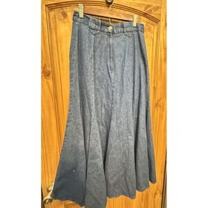 Vtg. 1980s Circle T By Marilyn Lenox Western Country Denim Midi Skirt Size 9/10